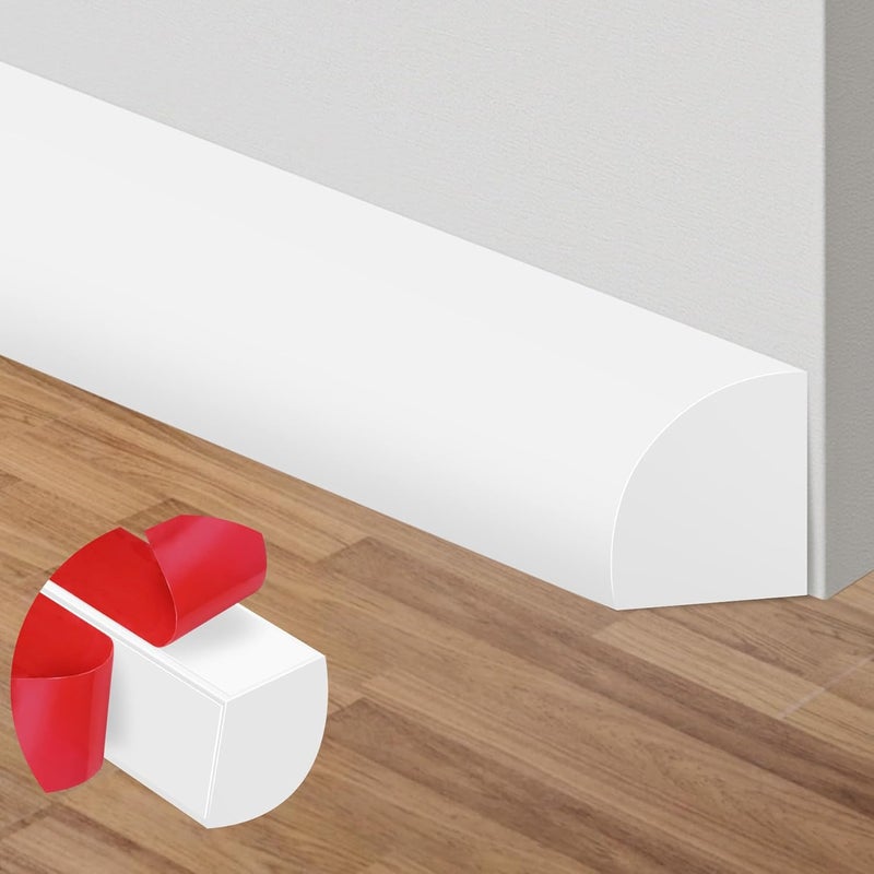 ToLanbbt Flexible Quarter Round Molding, 120 Inch Peel and Stick Rubber Trim, Double-Sided Self Adhesive Bendable Edge Molding for Floor, Bathroom, Kitchen, Countertop, 1/2” W x 1/2” H, White - Image 1